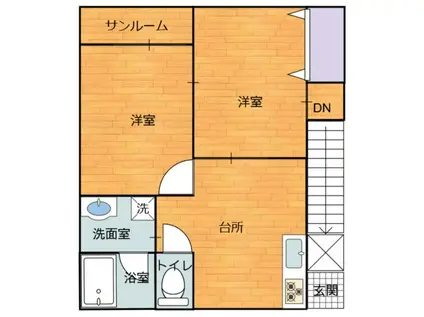 UIコーポ田町(2DK/2階)の間取り写真