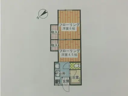 コーポ富士(2K/2階)の間取り写真