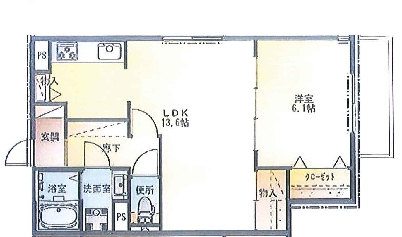 グレースヒルズ刀根山(1LDK/1階)の間取り写真