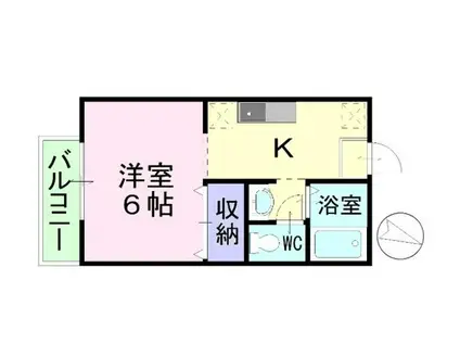 DNパレス B棟(1K/2階)の間取り写真