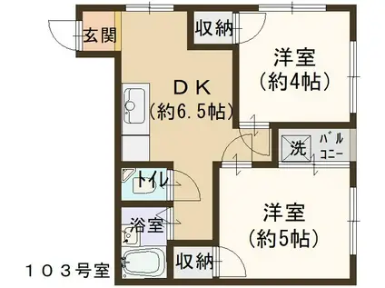 シティエステート小林(2DK/1階)の間取り写真