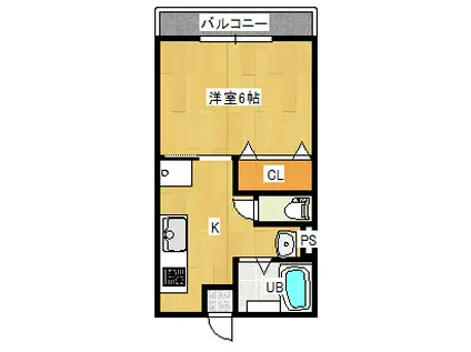 ゼウス小屋原II(1K/2階)の間取り写真