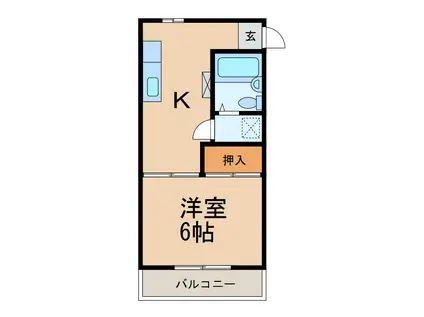 小金井ハイツ(1K/3階)の間取り写真