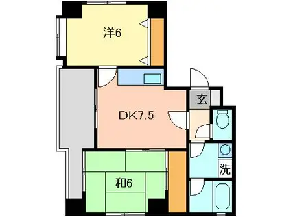 エステイトハウス三篠(2DK/6階)の間取り写真
