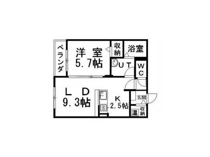 LOGEMENT黒金(1LDK/1階)の間取り写真