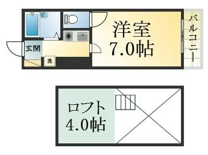 サンシャイン高丸(1K/1階)の間取り写真