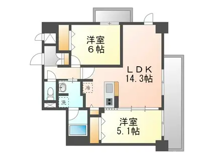 BELLE MER(2LDK/8階)の間取り写真