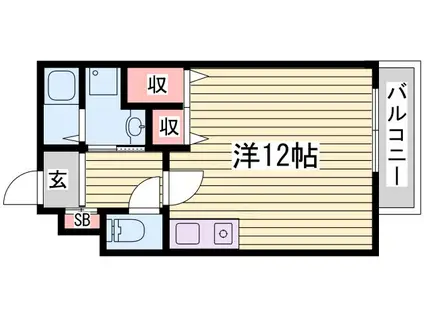 フローラコート(ワンルーム/1階)の間取り写真