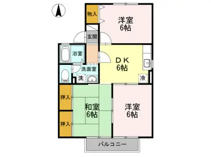 サニーハウスさとうB(3DK/1階)の間取り写真