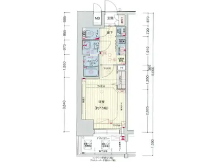 プレサンスザ神戸(1K/3階)の間取り写真