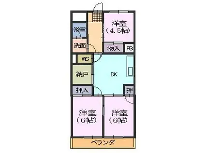 室賀レジデンス(3DK/5階)の間取り写真