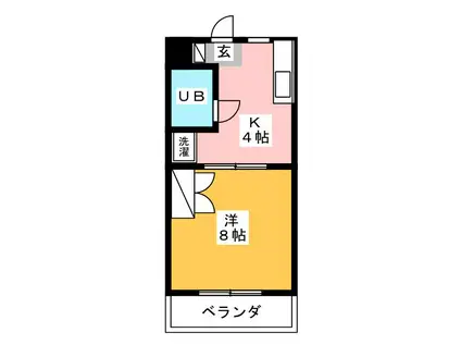 メルカードあさひII(1DK/2階)の間取り写真