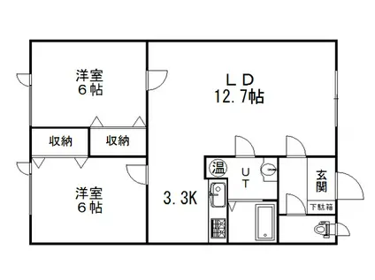 ＪＲ根室本線 東釧路駅 徒歩15分 2階建 築19年(2LDK/1階)の間取り写真