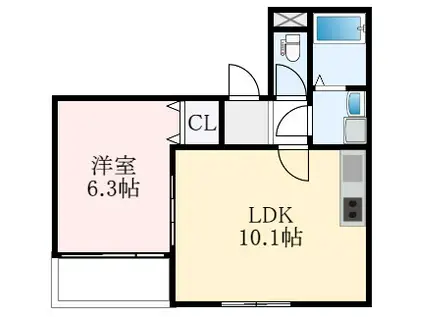 コンフォール道明寺駅西(1LDK/3階)の間取り写真