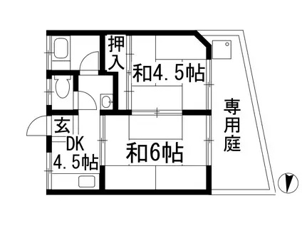 上垣ハイツ(2DK/1階)の間取り写真