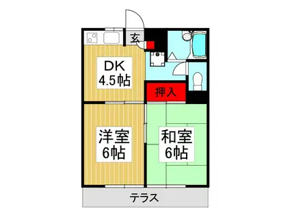 コーポアヅマ(2DK/1階)の間取り写真