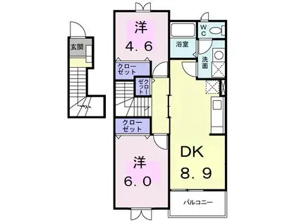 ロジュマン・K壱番館(2DK/2階)の間取り写真