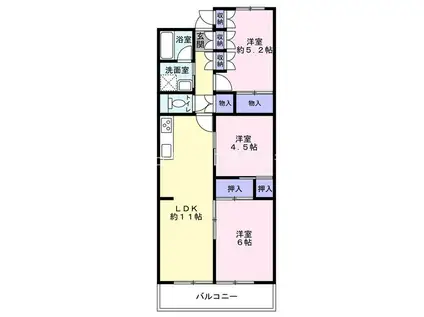 サニーハイツ堺5号棟(3LDK/4階)の間取り写真