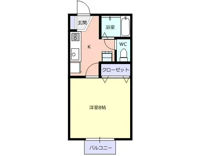 リ・カーヴ2(1K/2階)の間取り写真