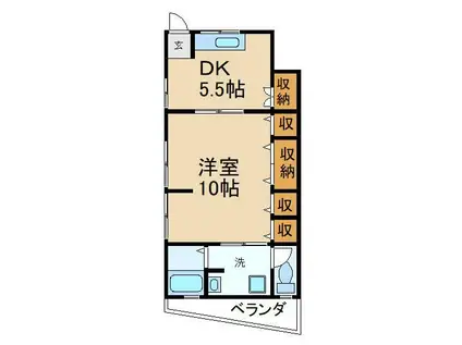 門川ハイツ(1DK/1階)の間取り写真