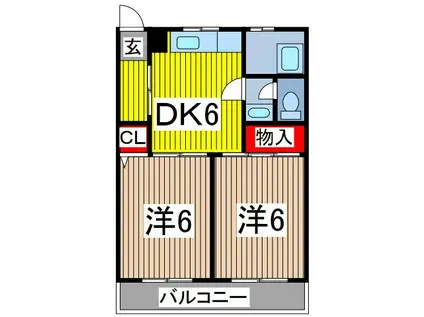 芝銀座ハイツ(2DK/2階)の間取り写真