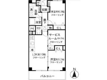 マンションニュー清澄(2SLDK/14階)の間取り写真