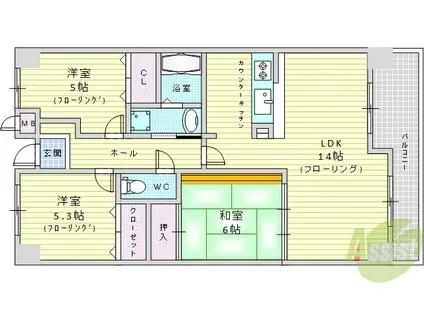 アビタシオン橋本2(3LDK/1階)の間取り写真