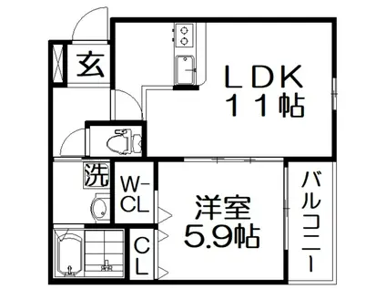 フジパレス上神田II番館(1LDK/1階)の間取り写真