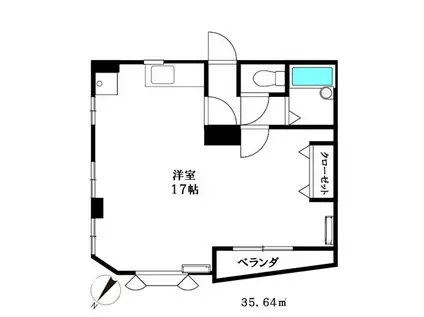 サニーハイツ(ワンルーム/2階)の間取り写真