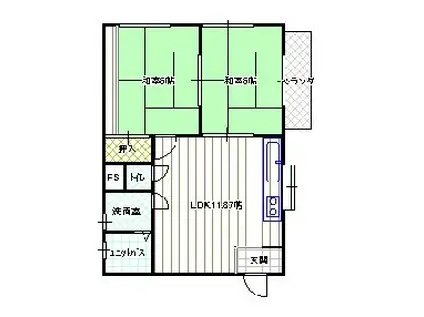 京阪本線 光善寺駅 徒歩12分 3階建 築34年(2LDK/3階)の間取り写真