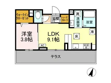 ミニョンサンクチノ(1LDK/2階)の間取り写真
