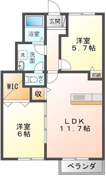 アンソレイエ本郷(2LDK/1階)の間取り写真