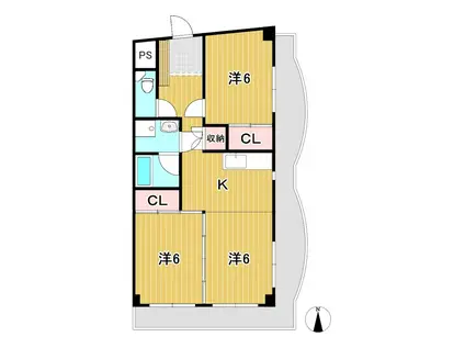 渡辺ハイツ(3K/3階)の間取り写真