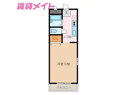 シーパーク鈴鹿(1K/2階)の間取り写真