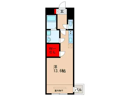 ベルレージュ光の森(ワンルーム/6階)の間取り写真
