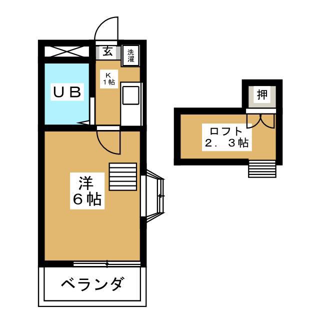 レジデンスATT立川(1K/2階)の間取り写真