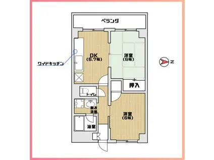 中井ハイツ(2DK/3階)の間取り写真