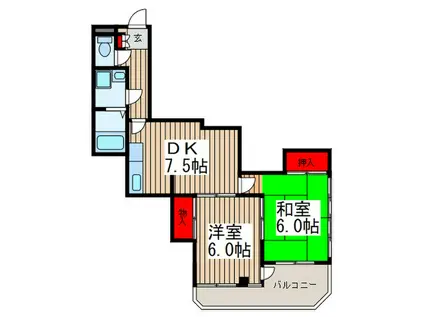サンリベラル(2DK/3階)の間取り写真