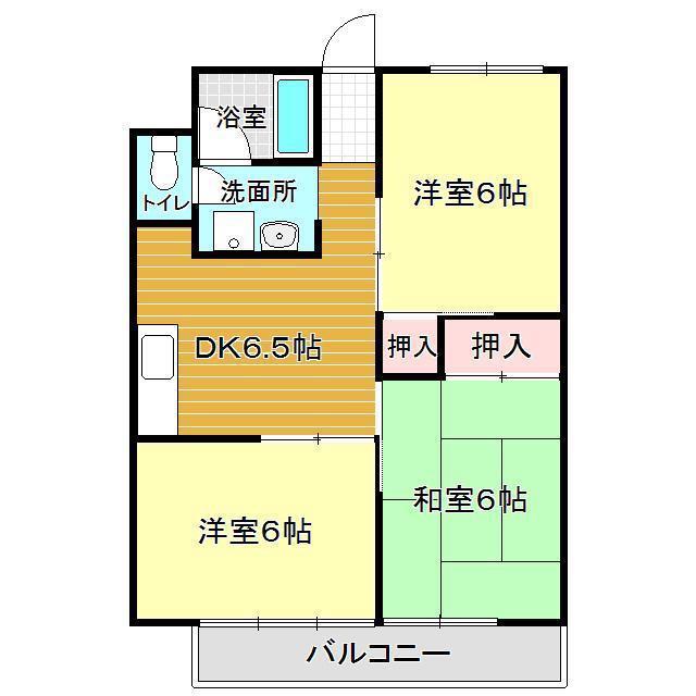 グリーンハイツ山の田(3DK/4階)の間取り写真
