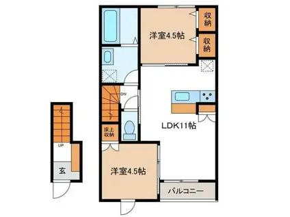 風とみどりのカシェット華(2LDK/2階)の間取り写真