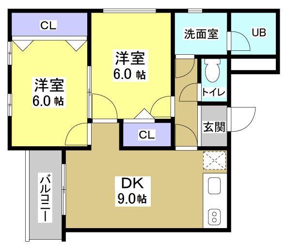 久嶋ハイム(2DK/3階)の間取り写真