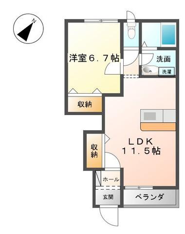 クレストール高倉(1LDK/1階)の間取り写真