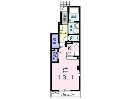トパーズ55 B(1K/1階)の間取り写真