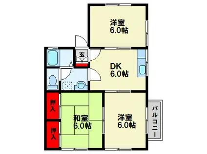 ハイム西町(3DK/2階)の間取り写真