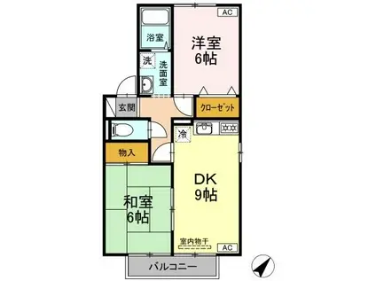 セジュール中村B棟(2DK/1階)の間取り写真