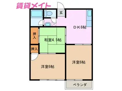 ハイツ山の平(3DK/1階)の間取り写真