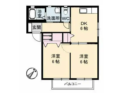 エポック・ヴィラA棟(2K/1階)の間取り写真