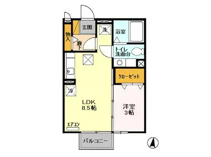 マロンハイムA・B(1LDK/1階)の間取り写真