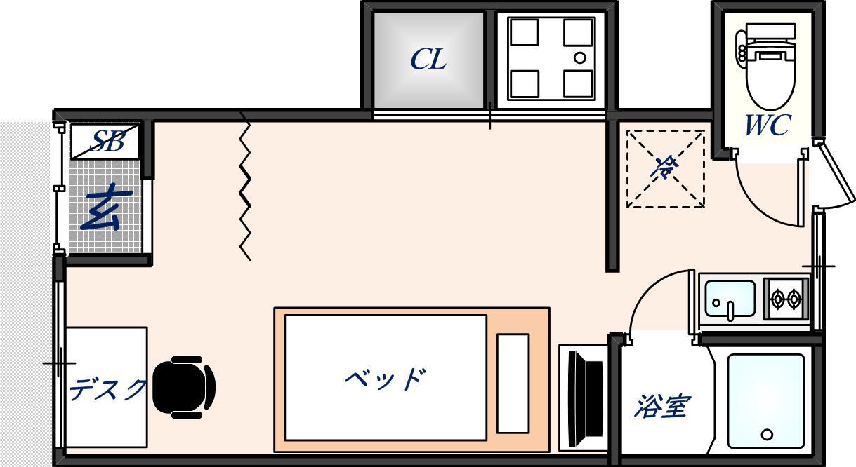 LACHANCE瓢箪山ANNEX(1K/1階)の間取り写真