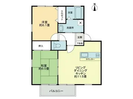 フォブール新居IIA(2LDK/2階)の間取り写真
